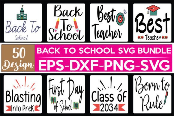 50 Back to School SVG Bundle for Crafts and Graphics