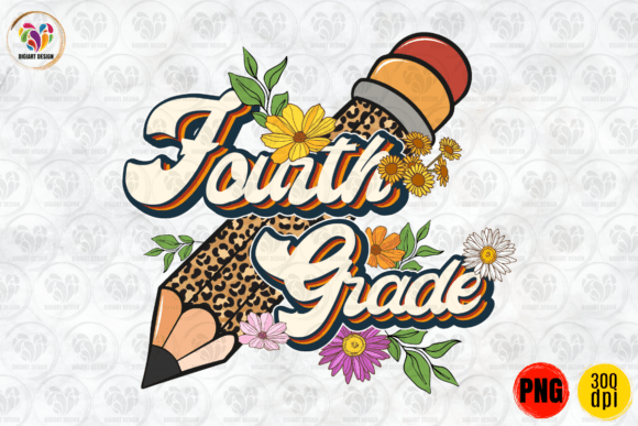 Fourth Grade Pencil Back to School Graphics for Print Templates